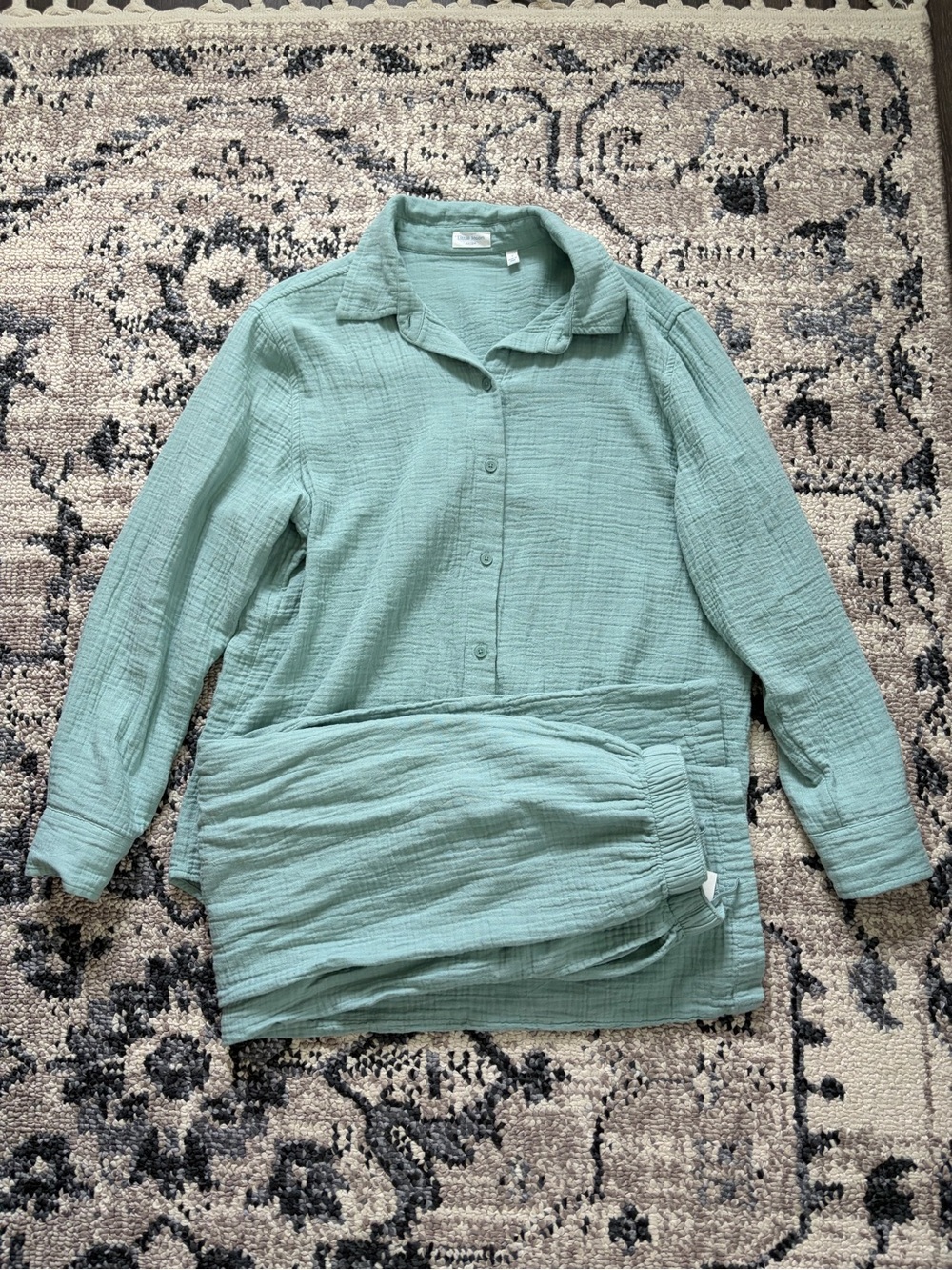 Little Moon by Aritzia AirPlush Cotton Sail Shirt and Pant Set